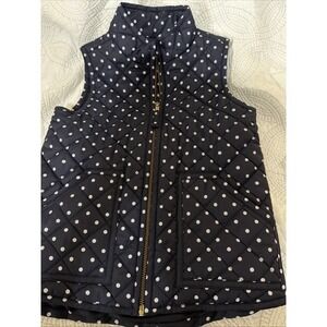 J.Crew Girls 4/5 Crewcuts Navy Blue Polka dot Quilted Insulated Sleeveless Vest